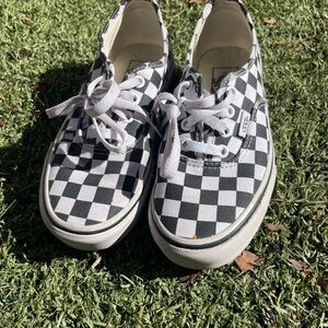 Vans Authentic Checkerboard Lace-Up Platform Sneakers - Black & White